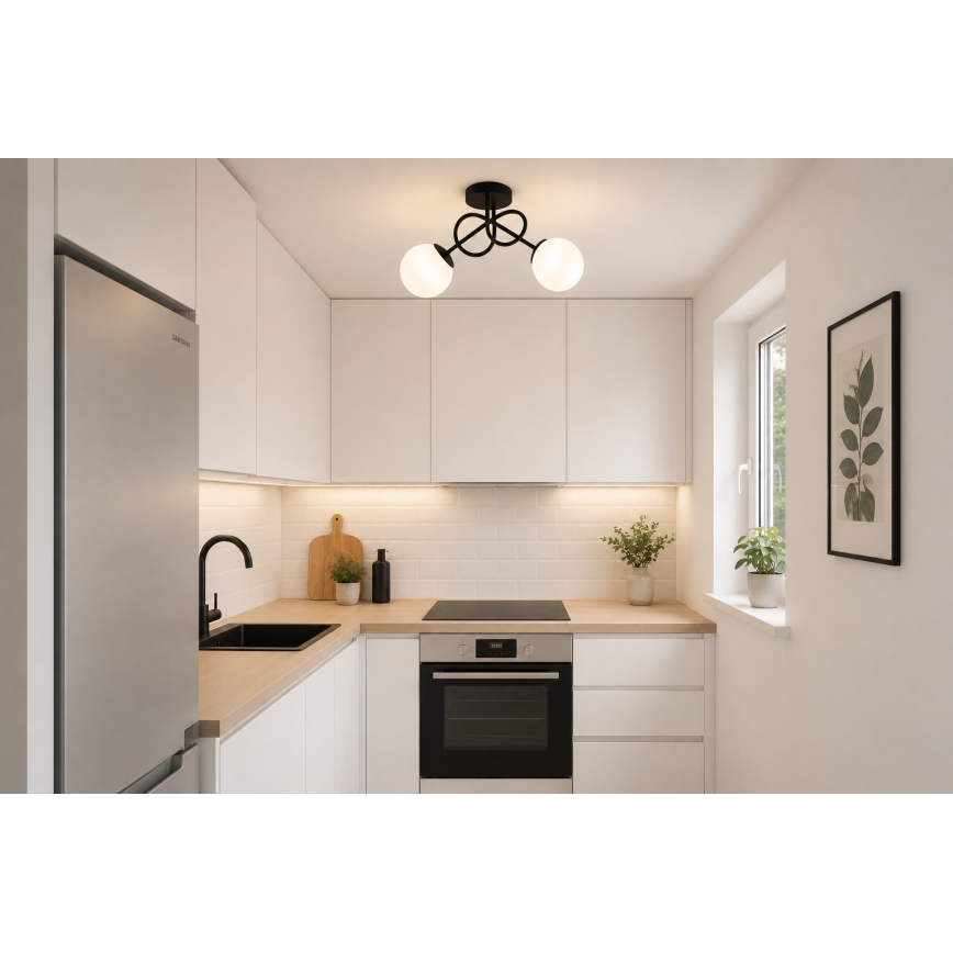 Brilagi - Prislonjen luster MILO 2xE27/60W/230V crni