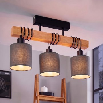 Brilagi - Prislonjen luster NUBILA 3xE27/60W/230V borovina/antracit