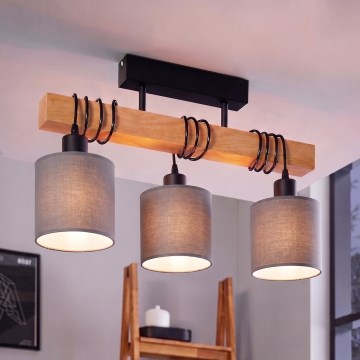 Brilagi - Prislonjen luster NUBILA 3xE27/60W/230V borovina/svijetlosiva