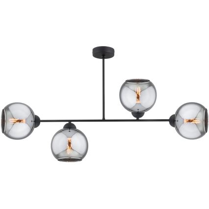 Brilagi - Prislonjena stropna svjetiljka DIOR 4xE27/60W/230V crna/zadimljeno-siva