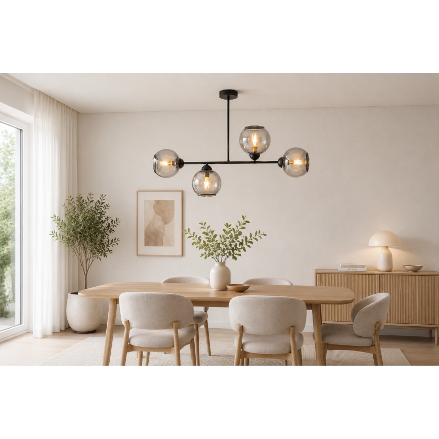 Brilagi - Prislonjena stropna svjetiljka DIOR 4xE27/60W/230V crna/zadimljeno-siva