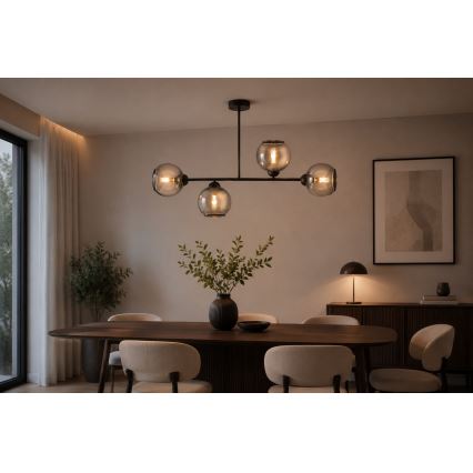 Brilagi - Prislonjena stropna svjetiljka DIOR 4xE27/60W/230V crna/zadimljeno-siva