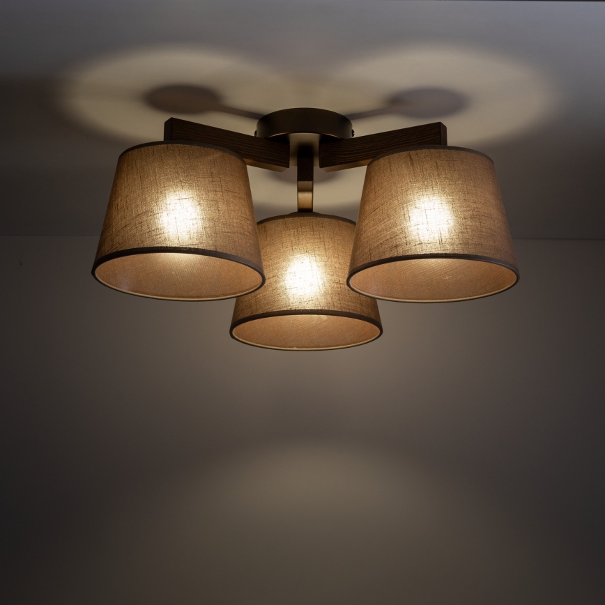 Brilagi - Prislonjena stropna svjetiljka LATTE 3xE27/60W/230V borovina/smeđa