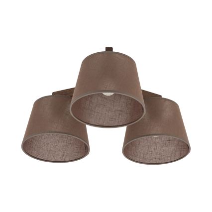 Brilagi - Prislonjena stropna svjetiljka LATTE 3xE27/60W/230V borovina/smeđa