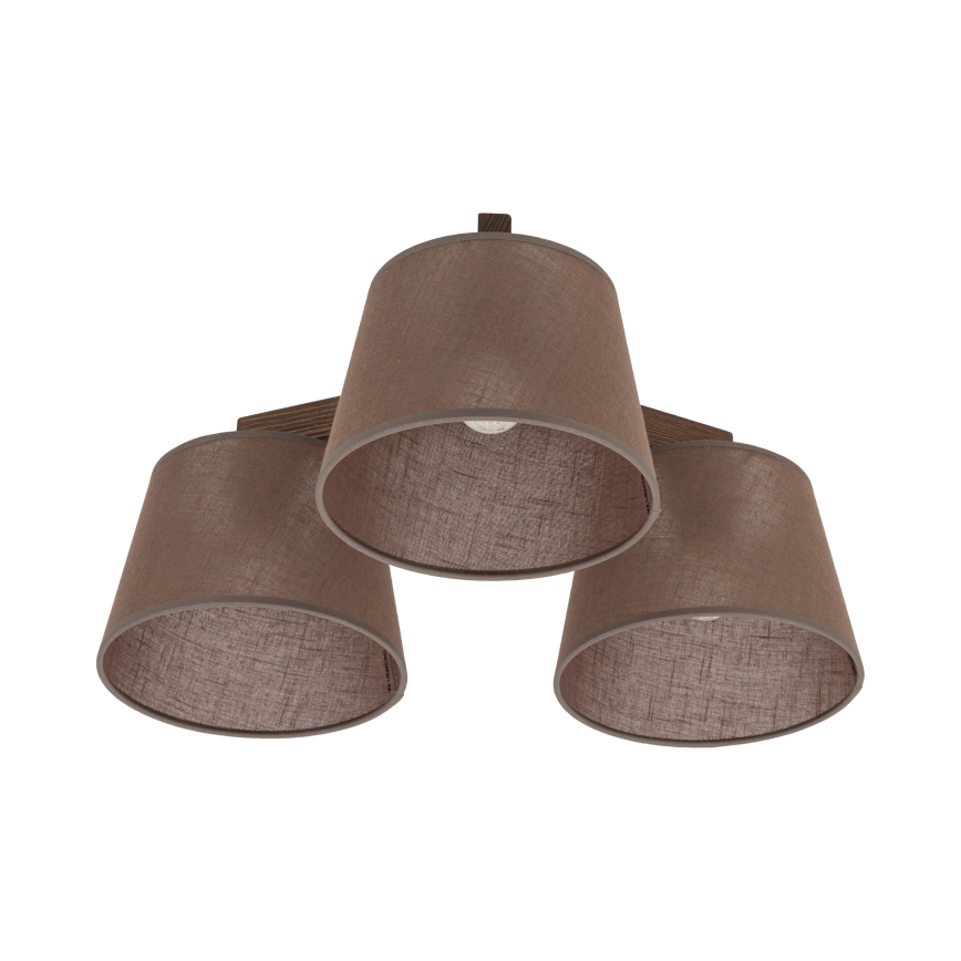 Brilagi - Prislonjena stropna svjetiljka LATTE 3xE27/60W/230V borovina/smeđa