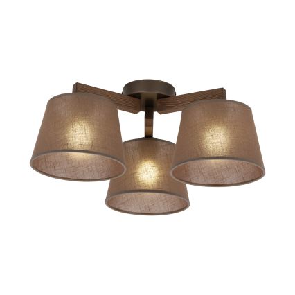 Brilagi - Prislonjena stropna svjetiljka LATTE 3xE27/60W/230V borovina/smeđa
