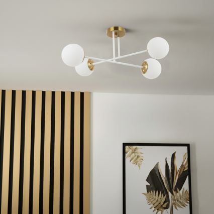 Brilagi - Prislonjena stropna svjetiljka MALIVA 4xE14/15W/230V zlatna/bijela