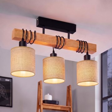 BRILAGI - Prislonjena stropna svjetiljka NUBILA 3xE27/60W/230V borovina/svijetlo smeđa