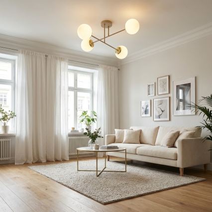 Brilagi - prislonjeni stropni luster 4xE27/60W/230V bež/zlatna