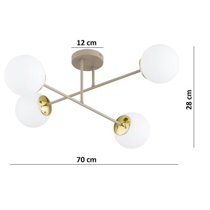 Brilagi - prislonjeni stropni luster 4xE27/60W/230V bež/zlatna