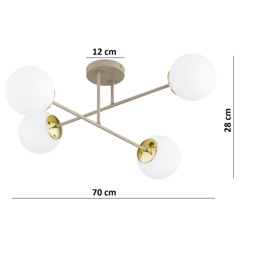 Brilagi - prislonjeni stropni luster 4xE27/60W/230V bež/zlatna