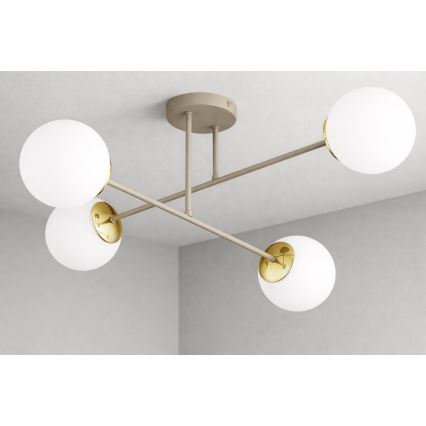 Brilagi - prislonjeni stropni luster MILO ECRU 4xE27/60W/230V bež/zlatna