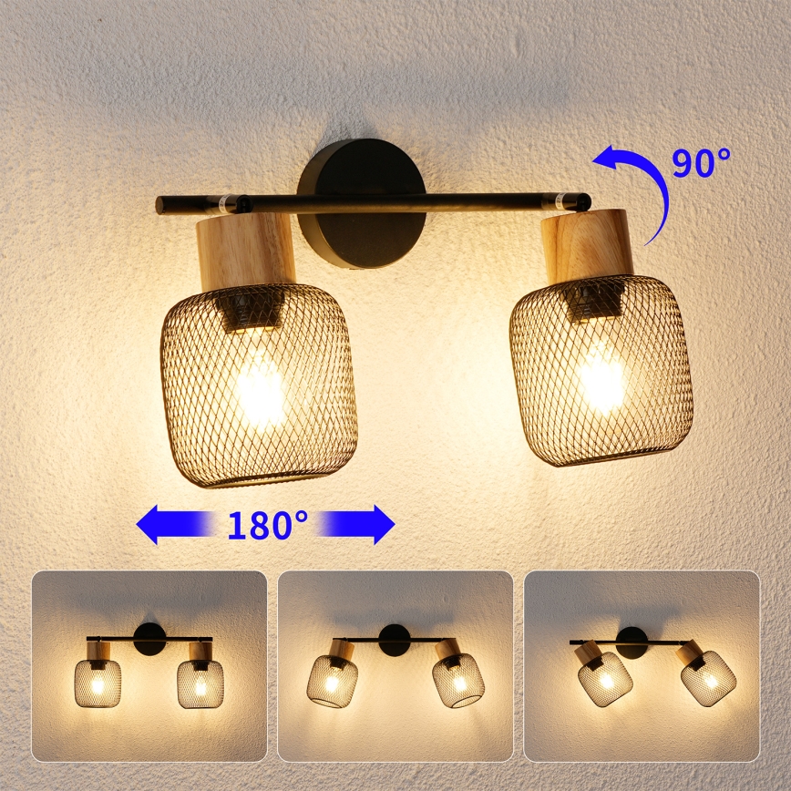 Brilagi - Reflektor BASKLITE 2xE27/15W/230V drvo/crna