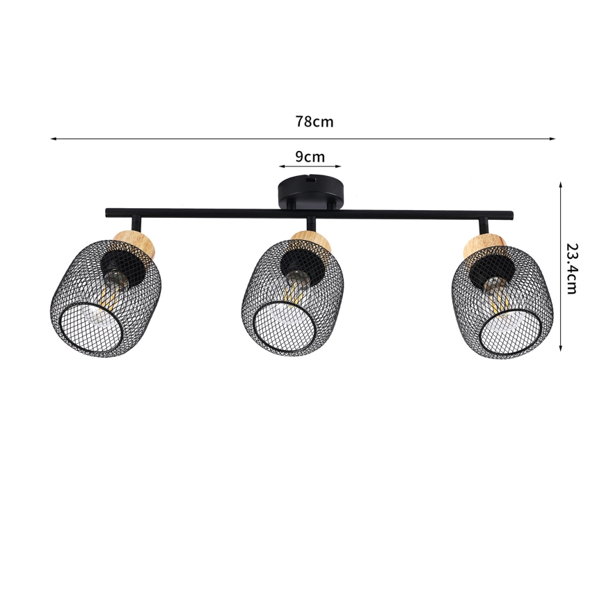 Brilagi - Reflektor BASKLITE 3xE27/15W/230V drvo/crna