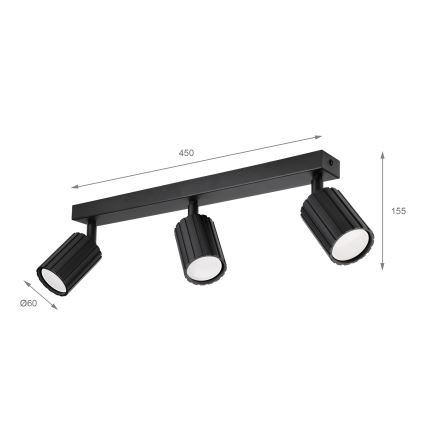 Brilagi - Reflektor CRISPINA 3xGU10/10W/230V u crnoj boji