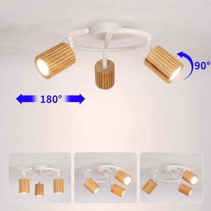 Brilagi - Reflektor MODERN WOOD 3xGU10/8W/230V drvo/bijela