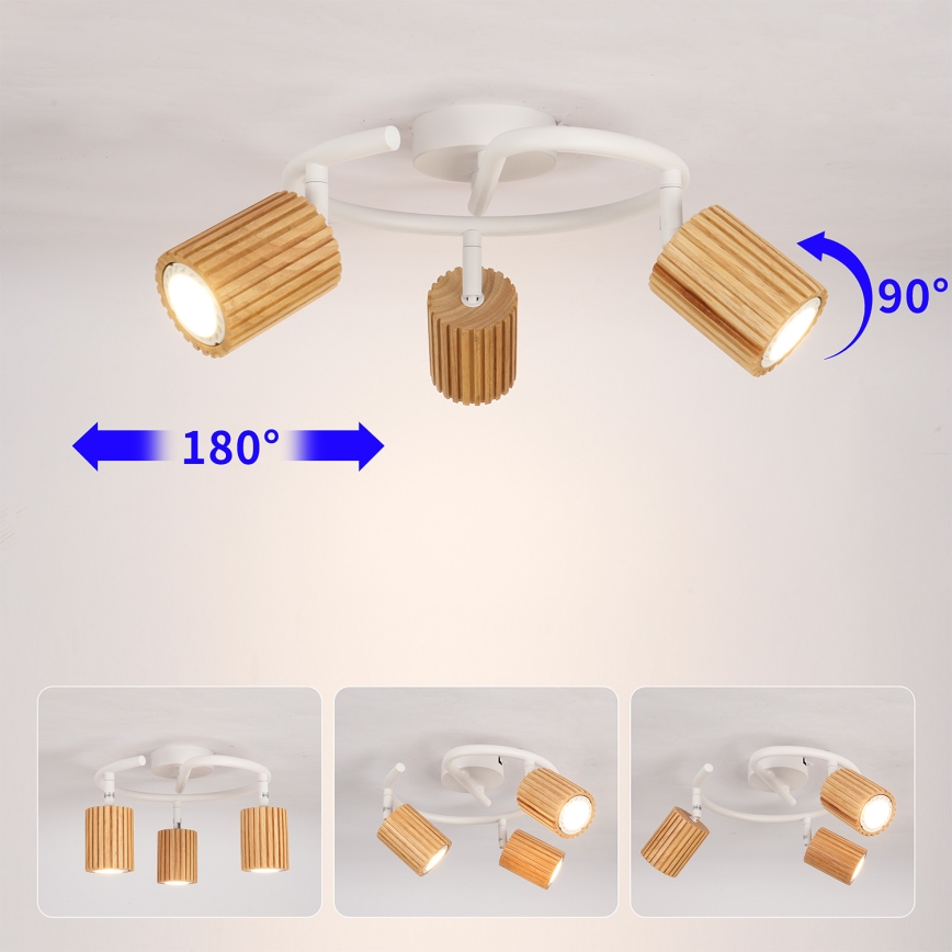 Brilagi - Reflektor MODERN WOOD 3xGU10/8W/230V drvo/bijela