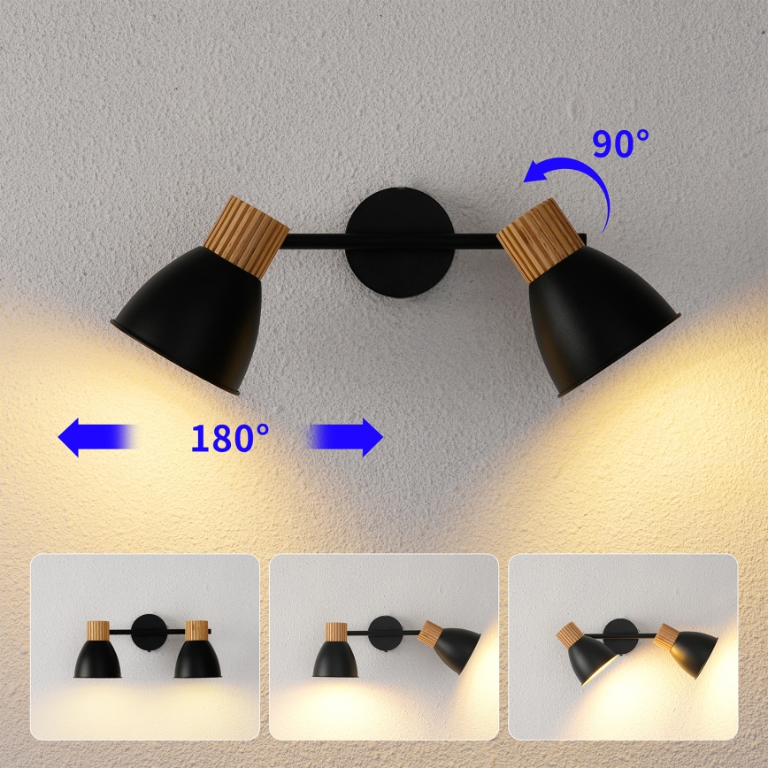 Brilagi - Reflektor ODENSE 2xE14/10W/230V kaučukovo drvo/crna