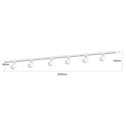 Brilagi - Reflektor za šinski sustav HUSKY 6xGU10/10W/230V crna