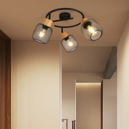 Brilagi - Reflektorska svjetiljka BASKLITE 3xE27/15W/230V kaučukovo drvo/crna