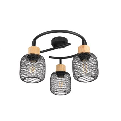 Brilagi - Reflektorska svjetiljka BASKLITE 3xE27/15W/230V kaučukovo drvo/crna