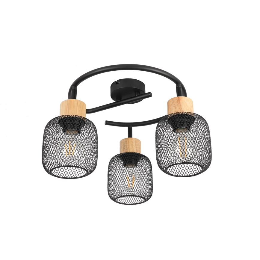 Brilagi - Reflektorska svjetiljka BASKLITE 3xE27/15W/230V kaučukovo drvo/crna