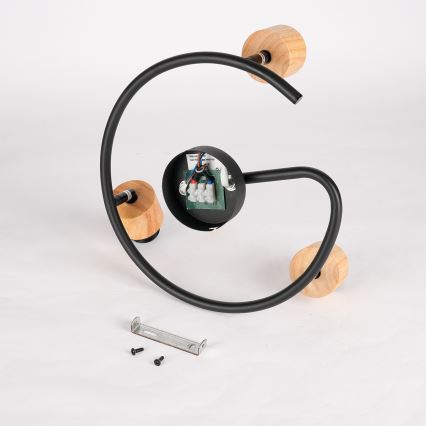 Brilagi - Reflektorska svjetiljka BASKLITE 3xE27/15W/230V kaučukovo drvo/crna