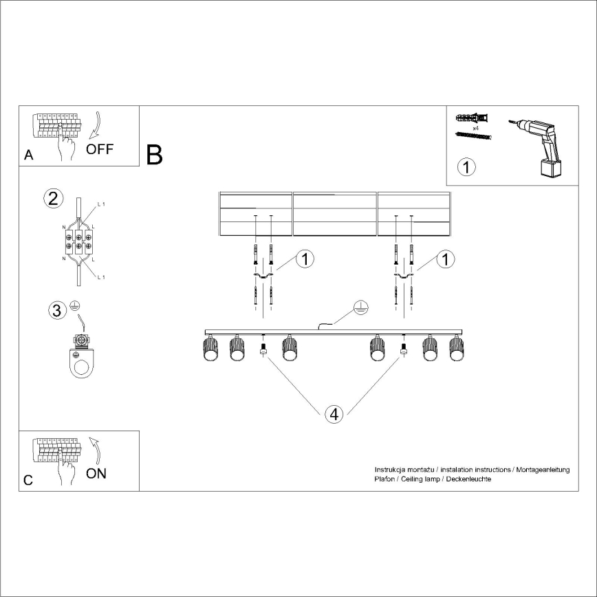 Brilagi - Reflektorska svjetiljka CRESTO 6xGU10/10W/230V crna