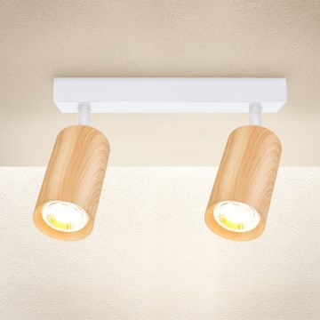 Brilagi - Reflektorska svjetiljka SELE 2xGU10/30W/230V bijela/dekor hrasta