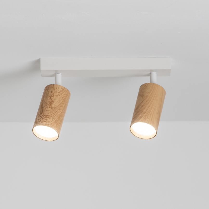 Brilagi - Reflektorska svjetiljka SELE 2xGU10/30W/230V bijela/dekor hrasta