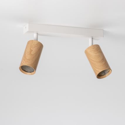 Brilagi - Reflektorska svjetiljka SELE 2xGU10/30W/230V bijela/dekor hrasta