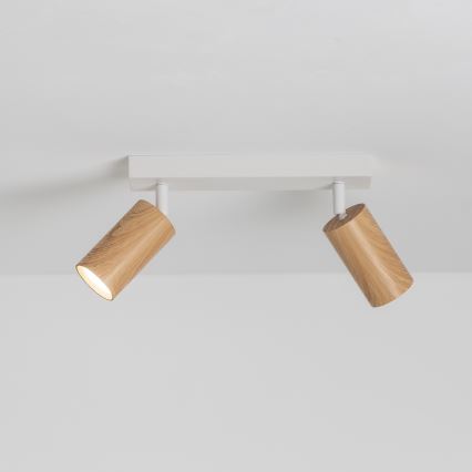 Brilagi - Reflektorska svjetiljka SELE 2xGU10/30W/230V bijela/dekor hrasta