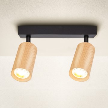 Brilagi - Reflektorska svjetiljka SELE 2xGU10/30W/230V crna/dekor hrasta