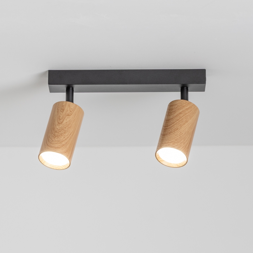 Brilagi - Reflektorska svjetiljka SELE 2xGU10/30W/230V crna/dekor hrasta