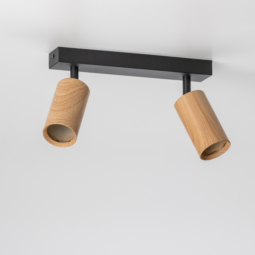 Brilagi - Reflektorska svjetiljka SELE 2xGU10/30W/230V crna/dekor hrasta