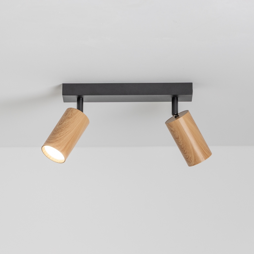 Brilagi - Reflektorska svjetiljka SELE 2xGU10/30W/230V crna/dekor hrasta
