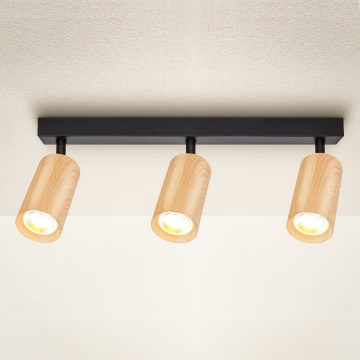 Brilagi - Reflektorska svjetiljka SELE 3xGU10/30W/230V crna/dekor hrasta