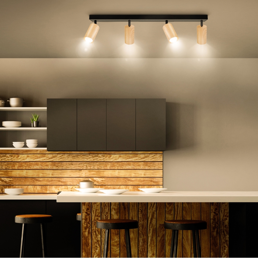 Brilagi - Reflektorska svjetiljka SELE 4xGU10/30W/230V crna/dekor hrasta