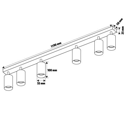 Brilagi - Reflektorska svjetiljka SELE 6xGU10/30W/230V bijela/dekor hrasta