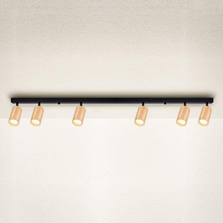 Brilagi - Reflektorska svjetiljka SELE 6xGU10/30W/230V crna/dekor hrasta