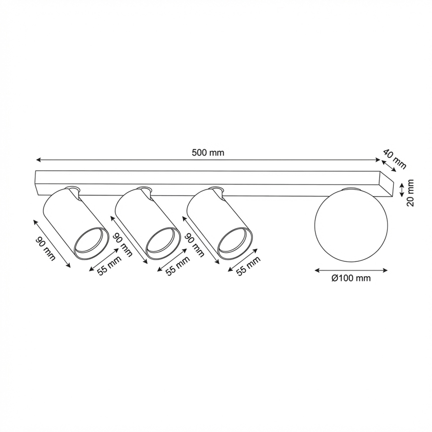 Brilagi - Reflektorska svjetiljka SELE BALL 3xGU10/30W/230V + 1xG9/10W crna