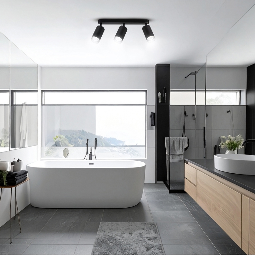 Brilagi - Reflektorska svjetiljka za kupaonicu SELE 3xGU10/30W/230V IP44 crna