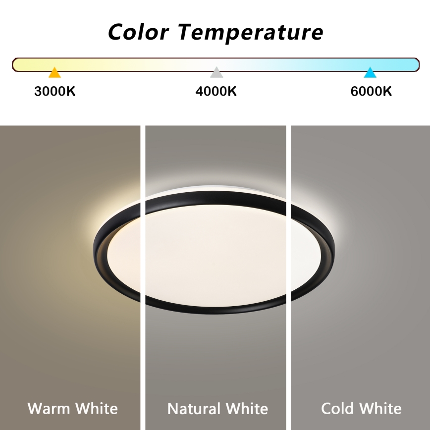 Brilagi - LED stropno svjetlo s prigušivanjem RIVO LED/72W/230V 3000-6000K crno Ø 50 cm + daljinsko upravljanje