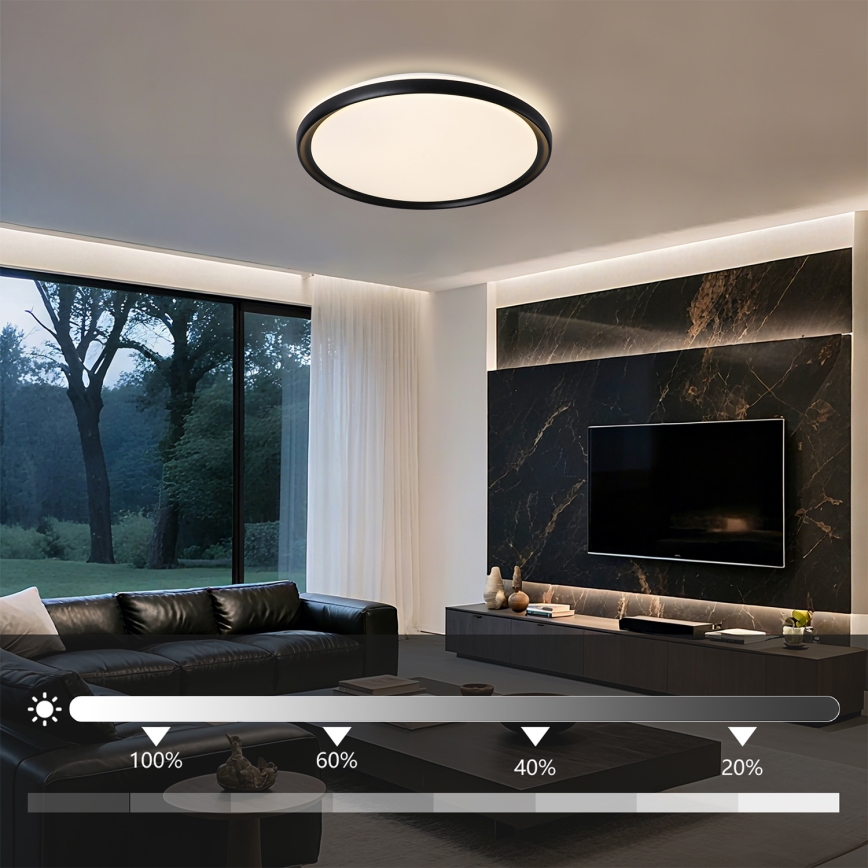 Brilagi - LED stropno svjetlo s prigušivanjem RIVO LED/72W/230V 3000-6000K crno Ø 50 cm + daljinsko upravljanje