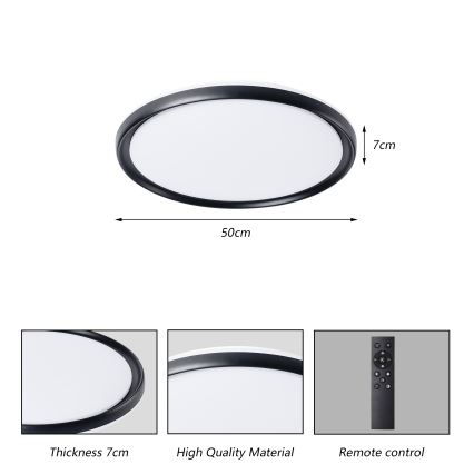 Brilagi - LED stropno svjetlo s prigušivanjem RIVO LED/72W/230V 3000-6000K crno Ø 50 cm + daljinsko upravljanje