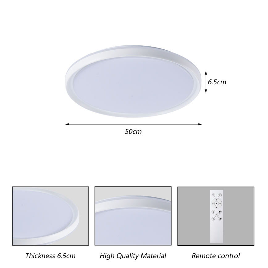 Brilagi - LED prigušiva stropna svjetiljka RIVO LED/72W/230V 3000-6000K bijela Ø 50 cm + daljinski upravljač