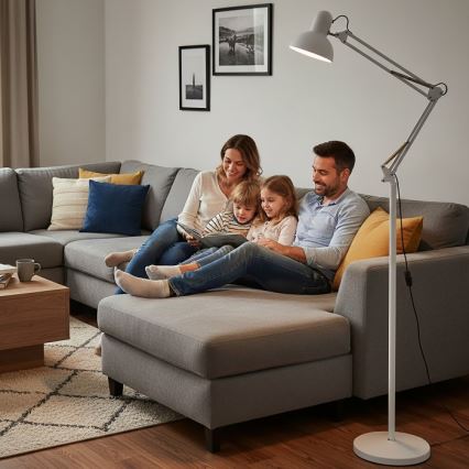 Brilagi - Savijiva podna lampa TASKER 1xE27/60W/230V 184 cm bijela