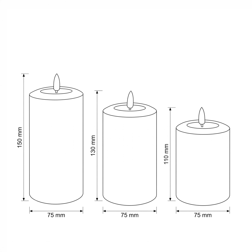 BRILAGI - SET 3x LED svijeća LED/2xAA siva