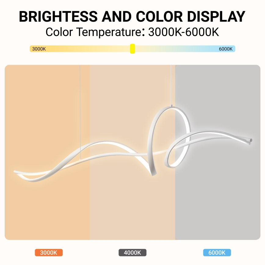 Brilagi - LED luster s prigušivanjem na sajli SIGNATURE LED/55W/230V 3000-6000K 120x23 cm bijela + daljinski upravljač