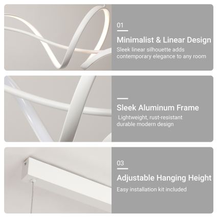 Brilagi - LED luster s prigušivanjem na sajli SIGNATURE LED/55W/230V 3000-6000K 120x23 cm bijela + daljinski upravljač